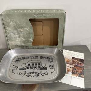 Wilton Armetale Metal Serveware Bless This House Serving Dish Easy Care Open Box